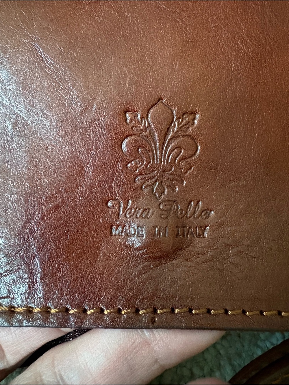 Vera Pelle Brown Italian Leather Crossbody Bag Vintage Y2K Italy Preppy - Picture 2 of 12